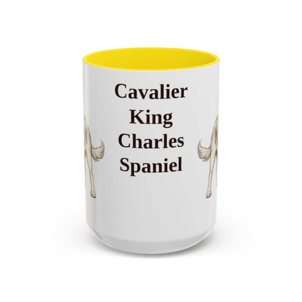 15oz Cavalier King Charles Spaniel Mug, Yellow, front view