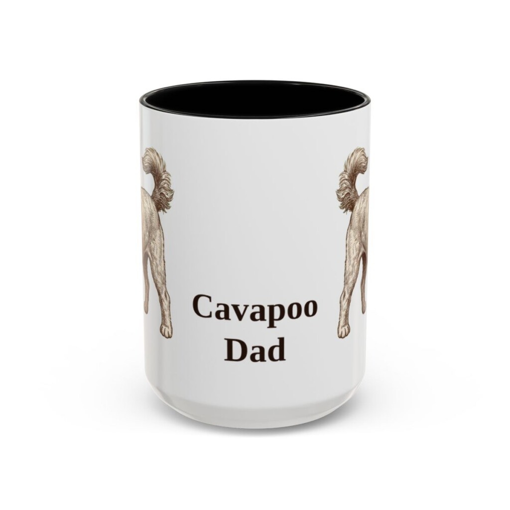 15oz Cavapoo Dog Dad Mug, Black, front view