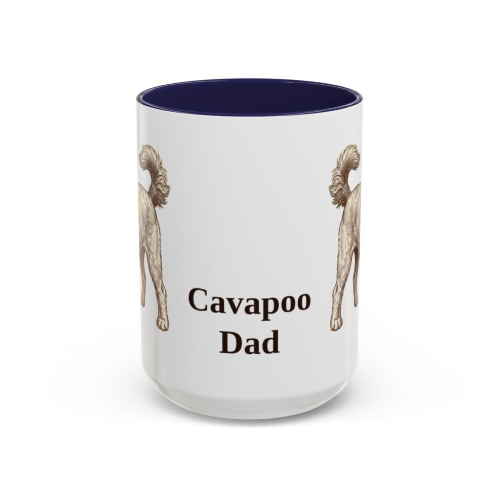 15oz Cavapoo Dog Dad Mug, Navy, front view