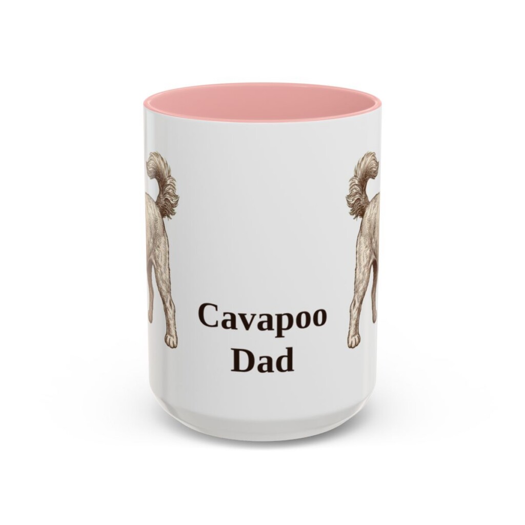 15oz Cavapoo Dog Dad Mug, Pink, front view