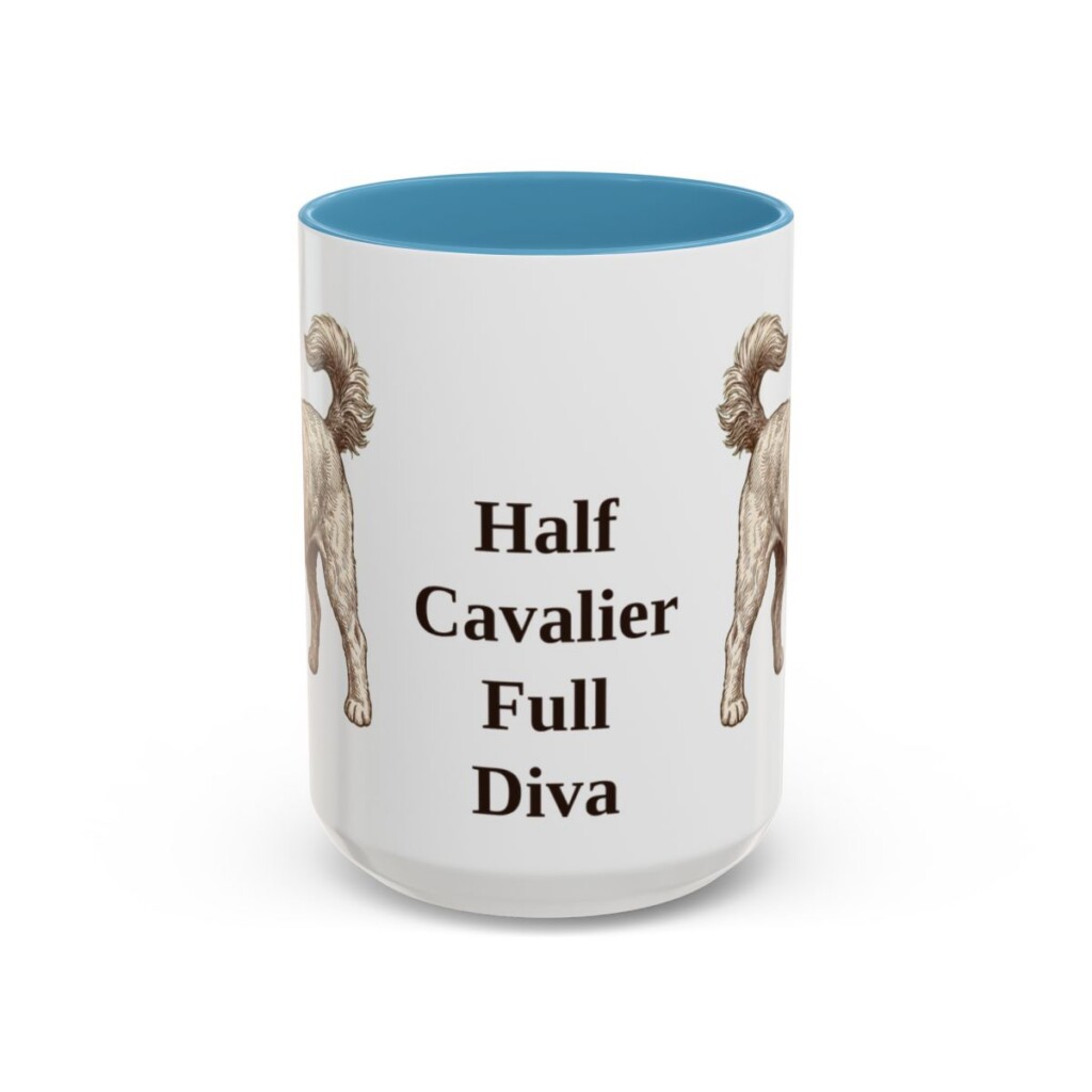 15oz Funny Cavapoo Mug, Light Blue, front view