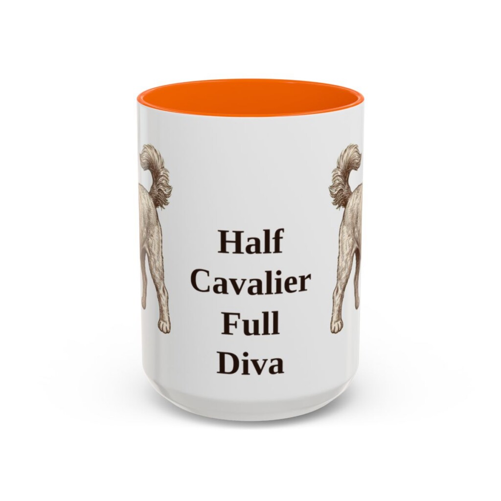 15oz Funny Cavapoo Mug, Orange, front view