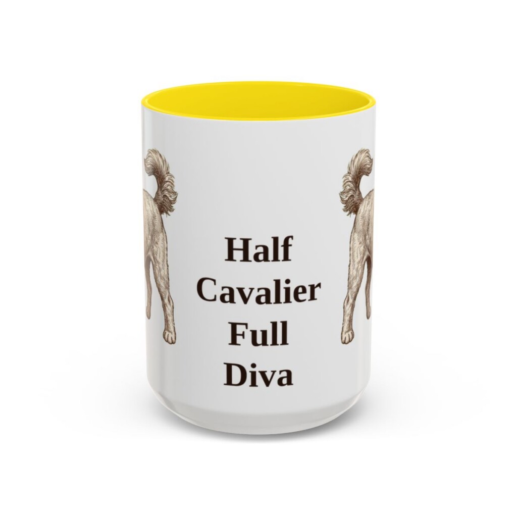 15oz Funny Cavapoo Mug, Yellow, front view