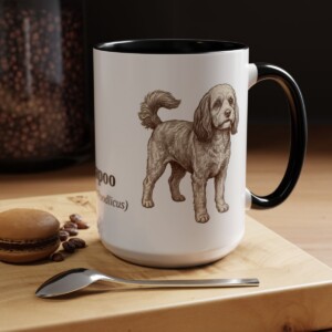 15oz Cavapoo Latin Mug, Black, lifestyle photo
