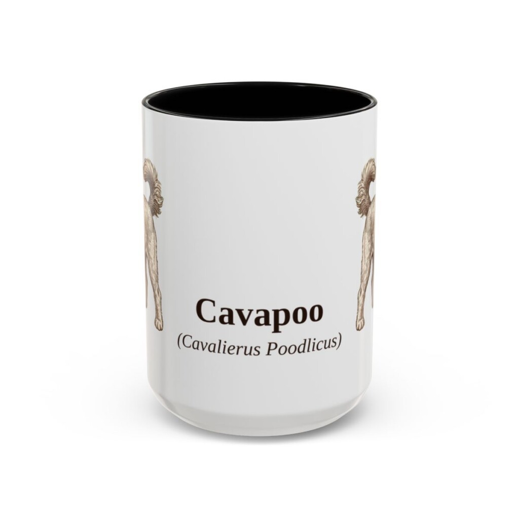 15oz Cavapoo Latin Mug, Black, front view