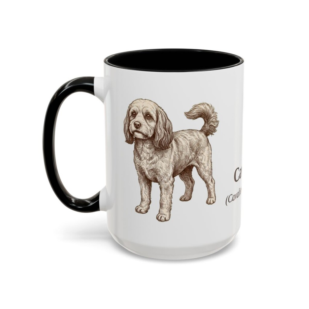 15oz Cavapoo Latin Mug, Black, left side view
