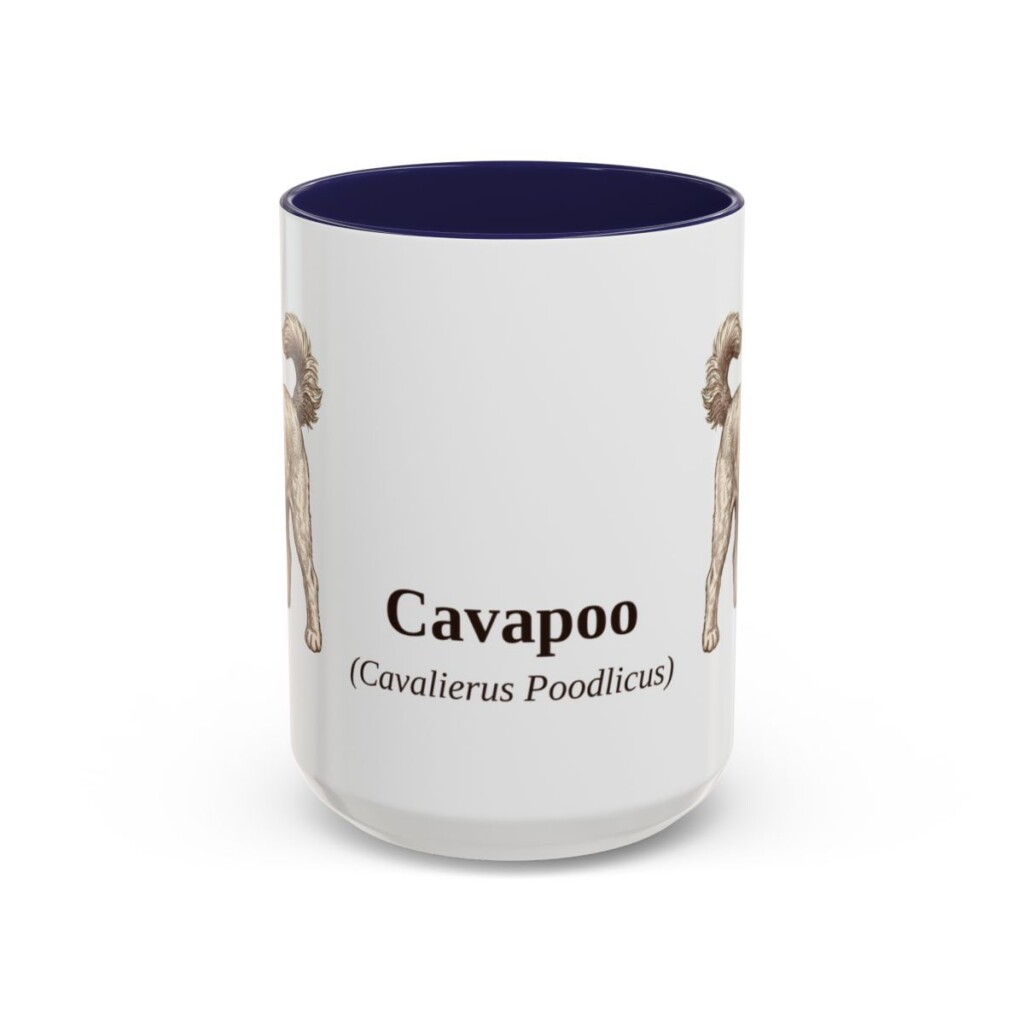 15oz Cavapoo Latin Mug, Navy, front view