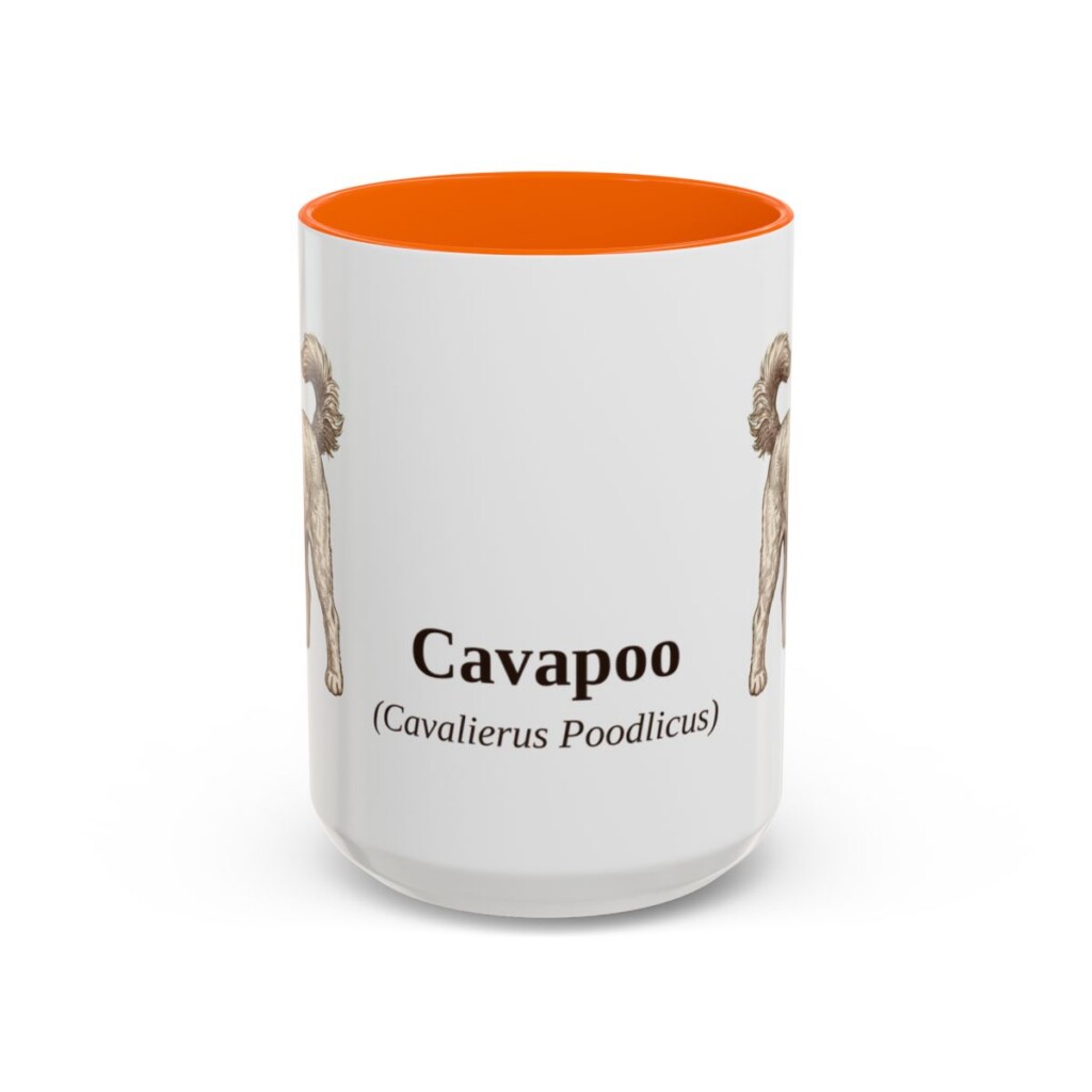 15oz Cavapoo Latin Mug, Orange, front view
