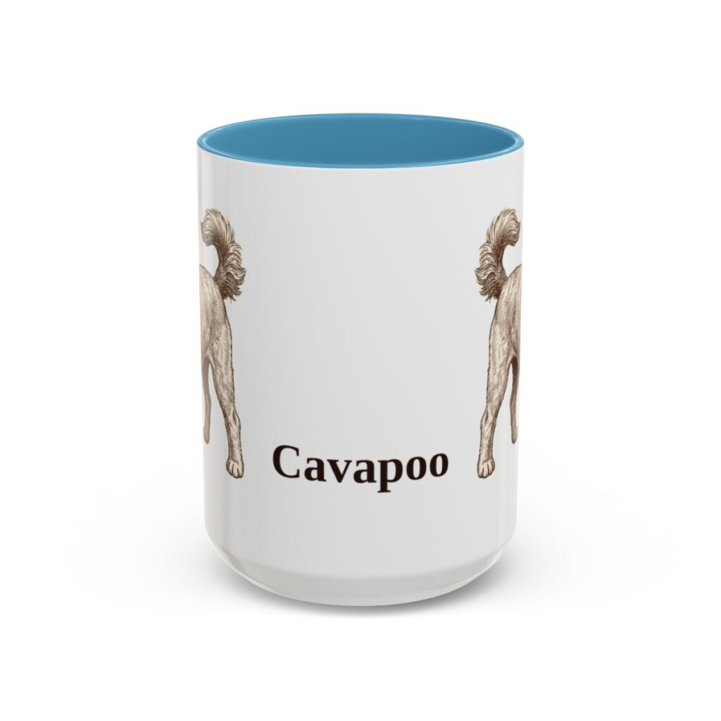 15oz Cavapoo Mug, Light Blue, front view