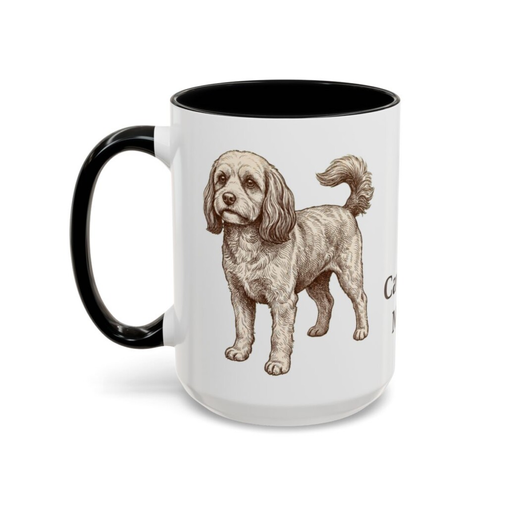 15oz Cavapoo Dog Mom Mug, Black, left side view