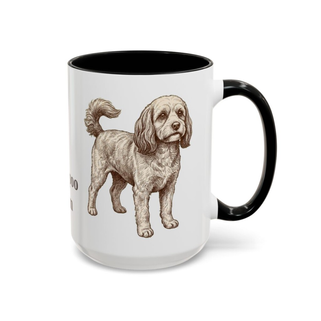 15oz Cavapoo Dog Mom Mug, Black, right side view