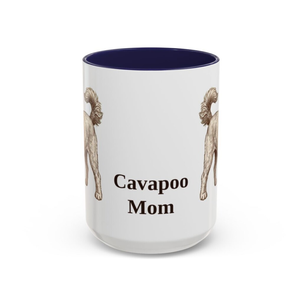 15oz Cavapoo Dog Mom Mug, Navy, front view