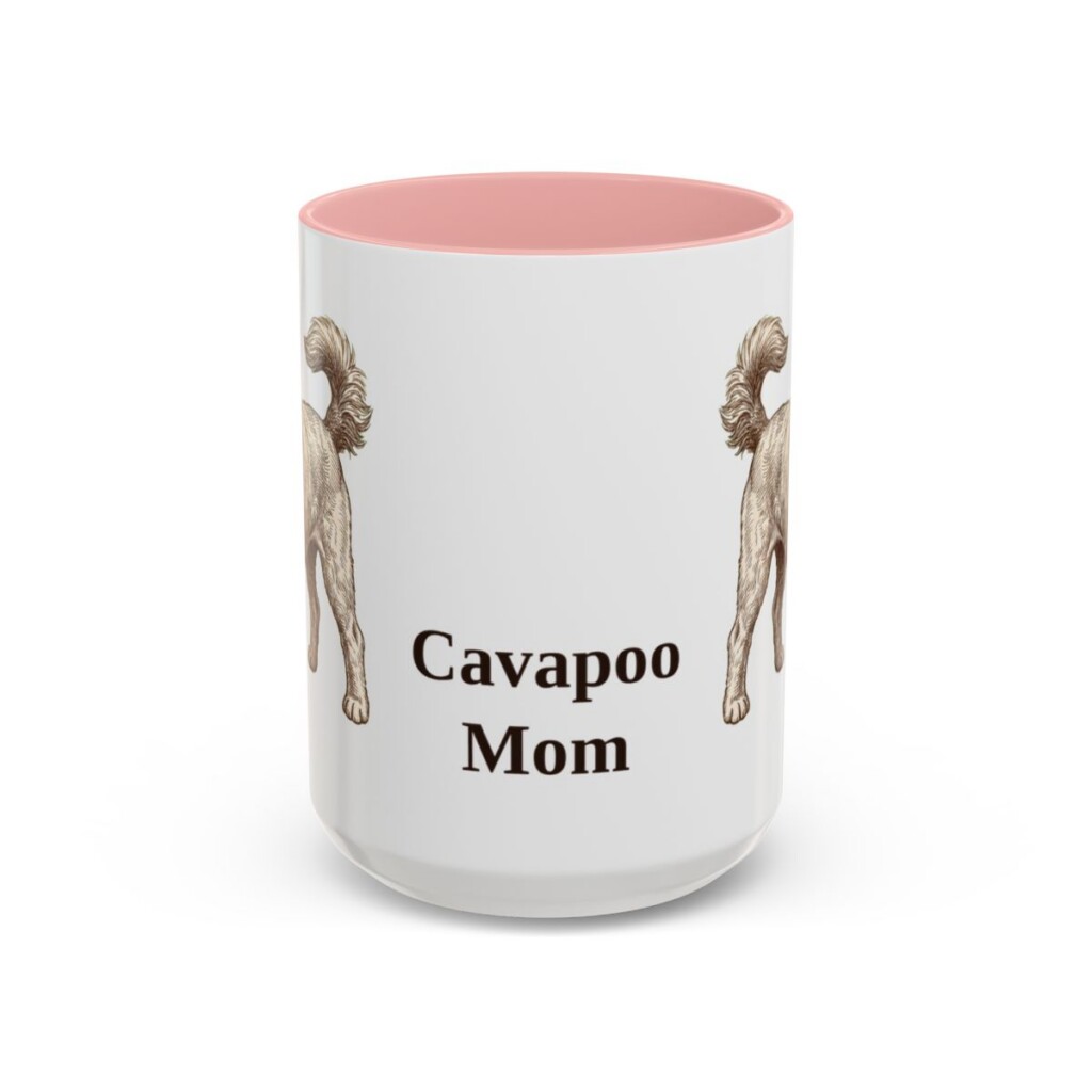 15oz Cavapoo Dog Mom Mug, Pink, front view