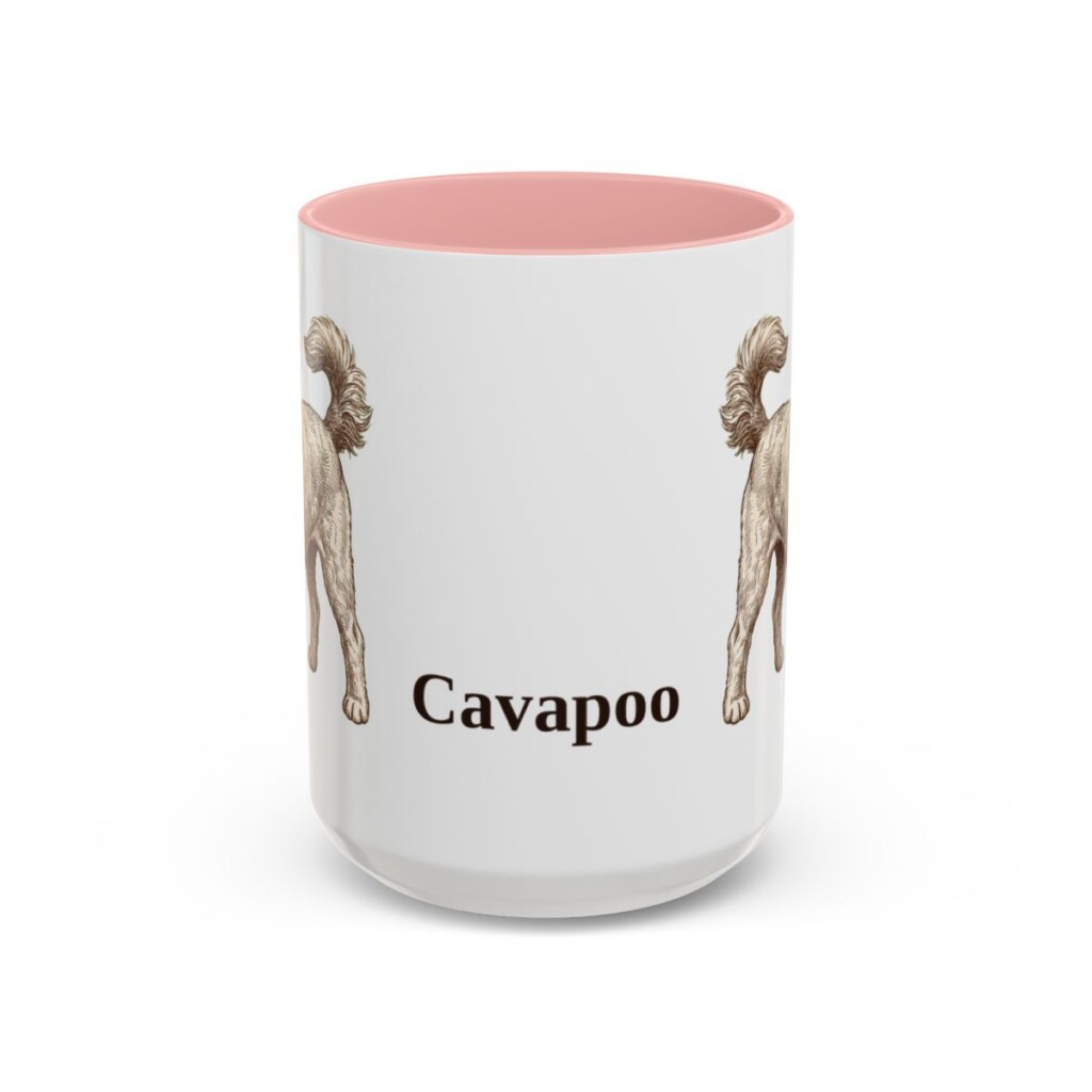 15oz Cavapoo Mug, Pink, front view