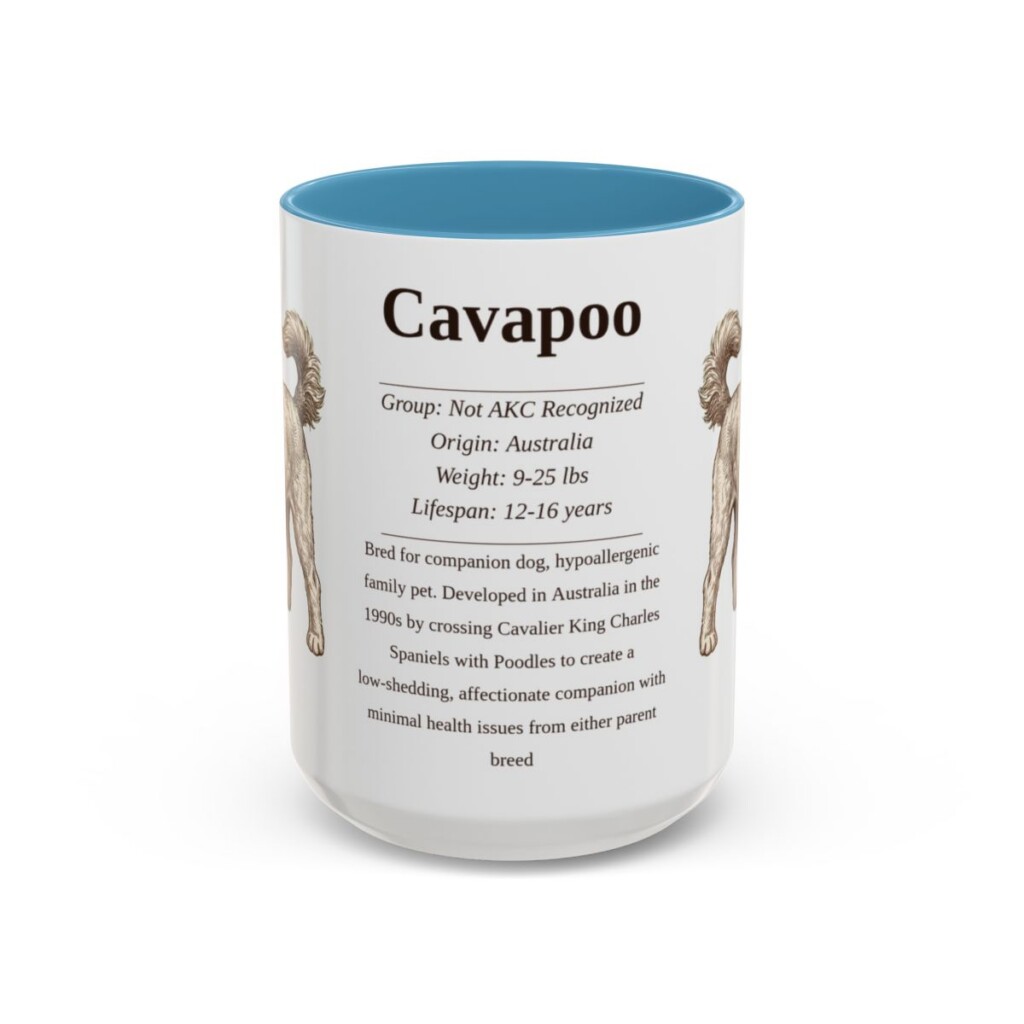 15oz Cavapoo Mug, Light Blue, front view