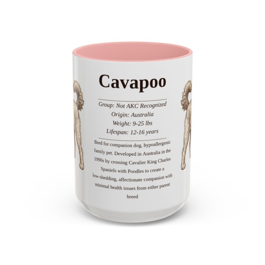 15oz Cavapoo Mug, Pink, front view