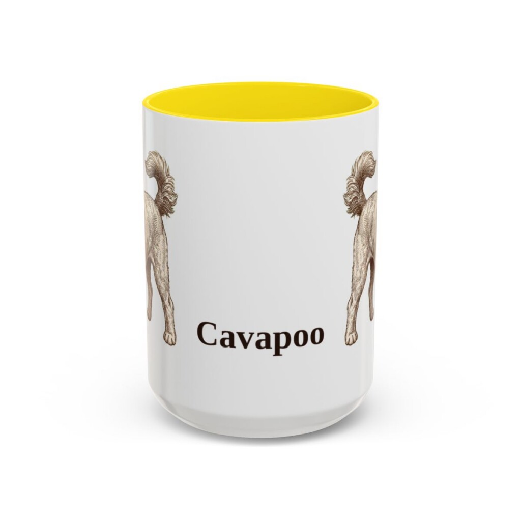 15oz Cavapoo Mug, Yellow, front view