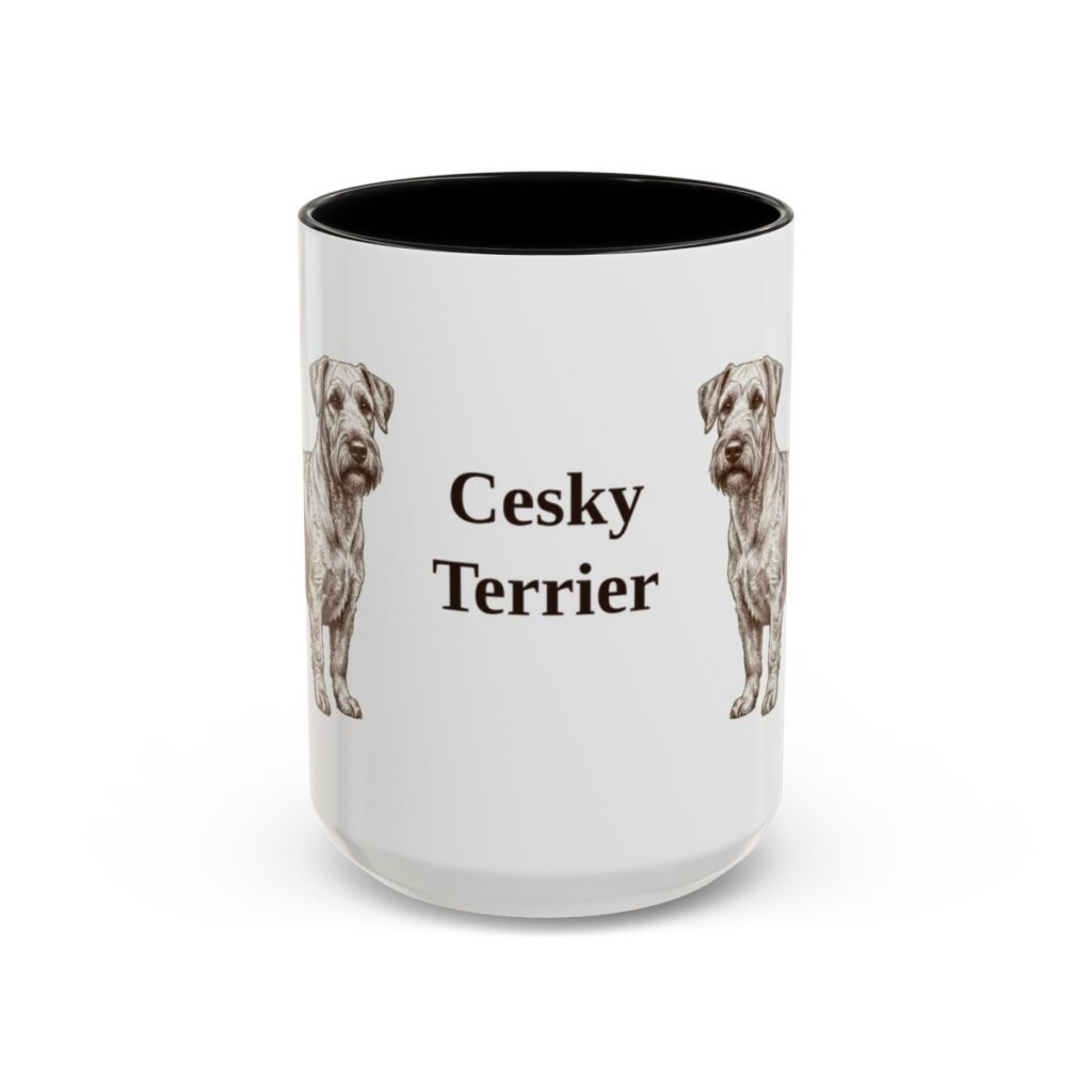 15oz Cesky Terrier Mug, Black, front view