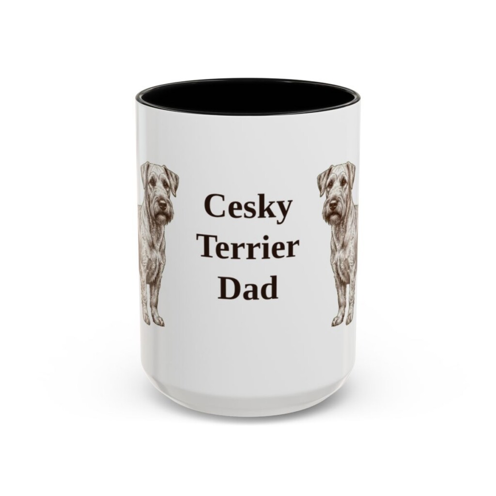 15oz Cesky Terrier Dog Dad Mug, Black, front view
