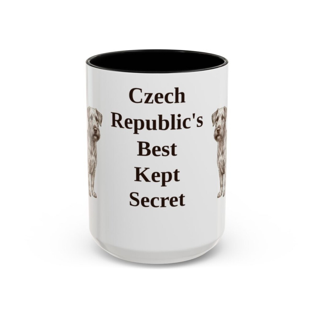 15oz Funny Cesky Terrier Mug, Black, front view