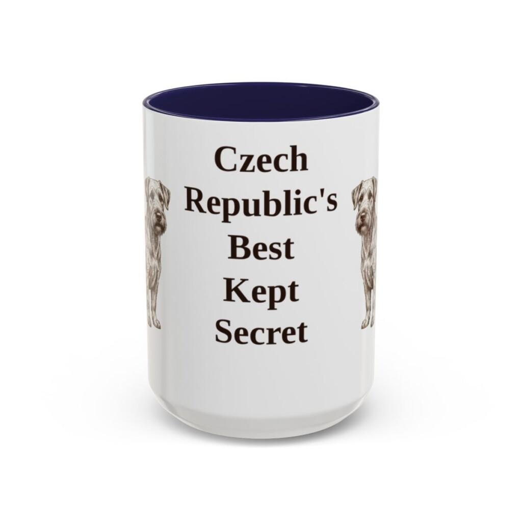 15oz Funny Cesky Terrier Mug, Navy, front view