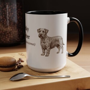 15oz Cesky Terrier Latin Mug, Black, lifestyle photo