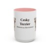 15oz Cesky Terrier Latin Mug, Pink, front view