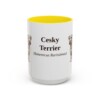 15oz Cesky Terrier Latin Mug, Yellow, front view
