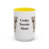 15oz Cesky Terrier Dog Mom Mug, Yellow, front view