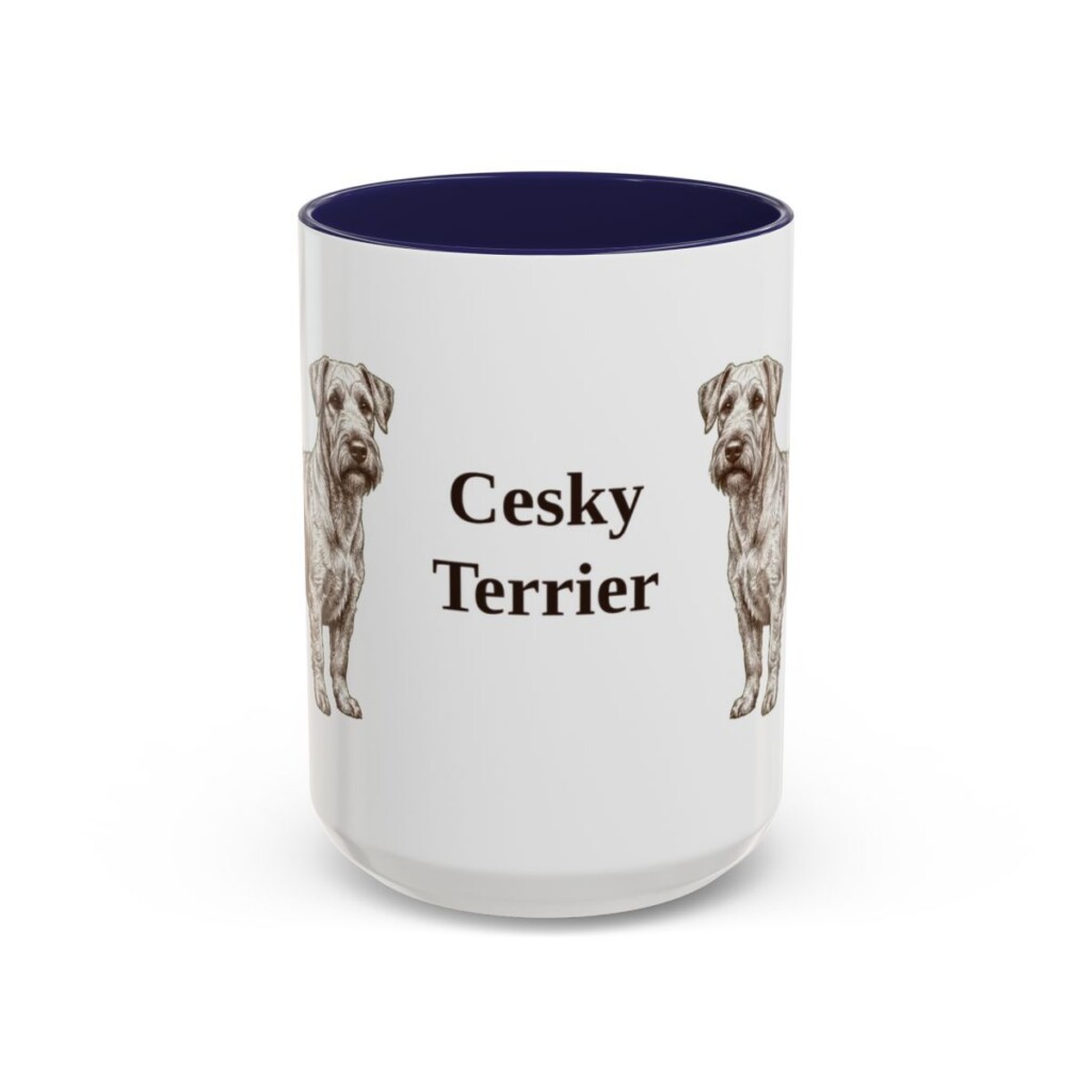 15oz Cesky Terrier Mug, Navy, front view