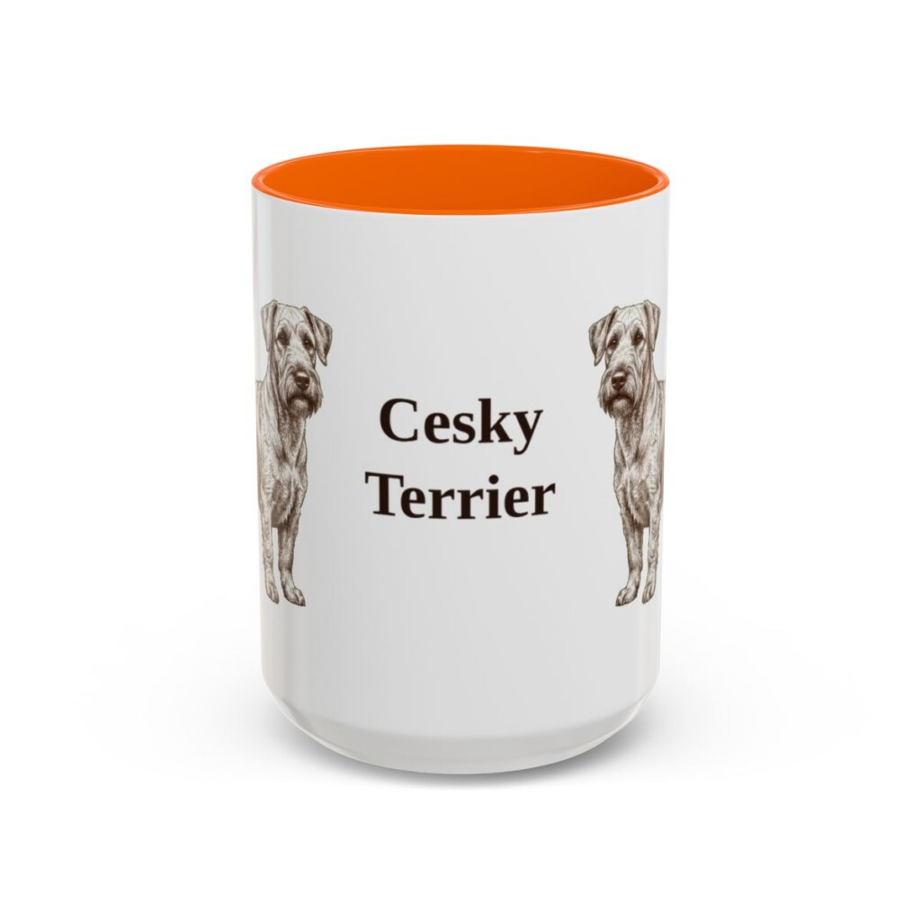15oz Cesky Terrier Mug, Orange, front view