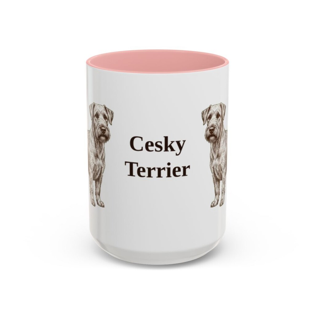 15oz Cesky Terrier Mug, Pink, front view