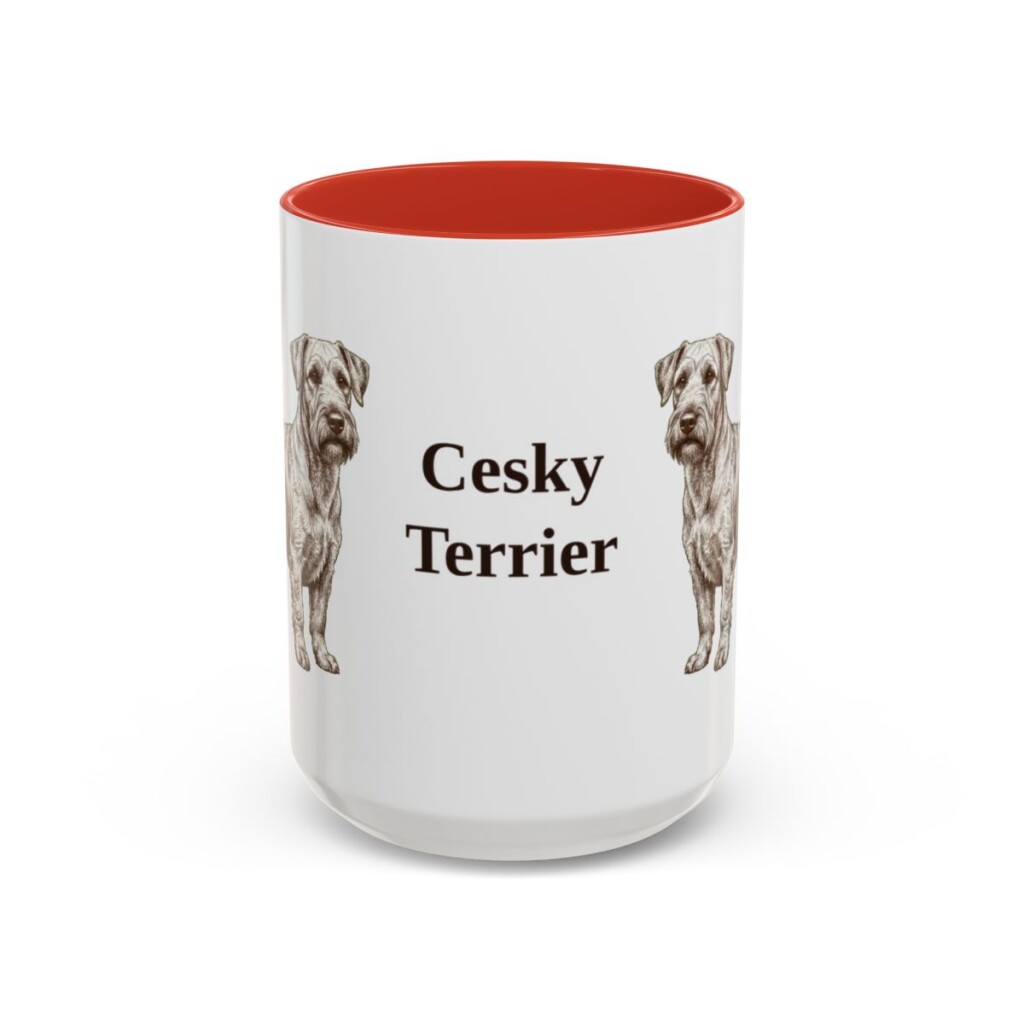 15oz Cesky Terrier Mug, Red, front view