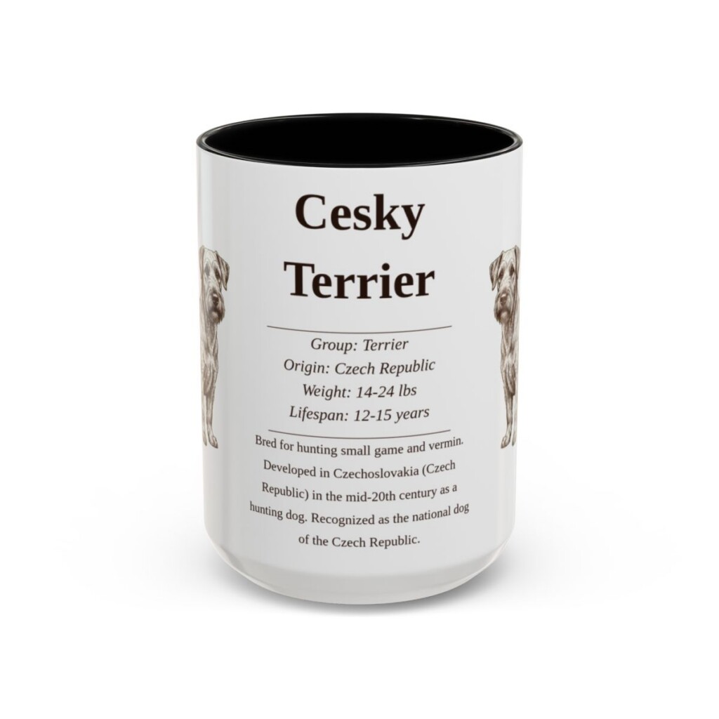 15oz Cesky Terrier Mug, Black, front view