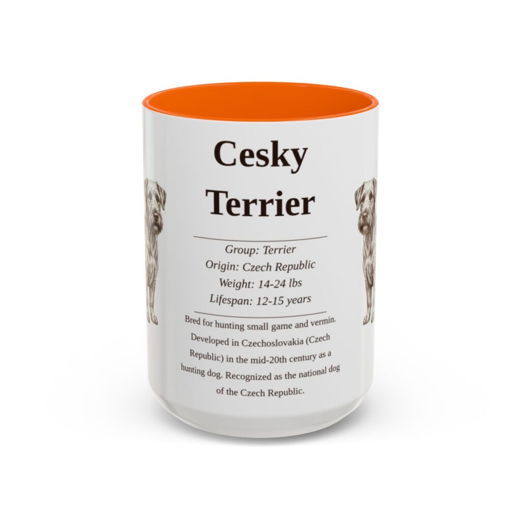 15oz Cesky Terrier Mug, Orange, front view