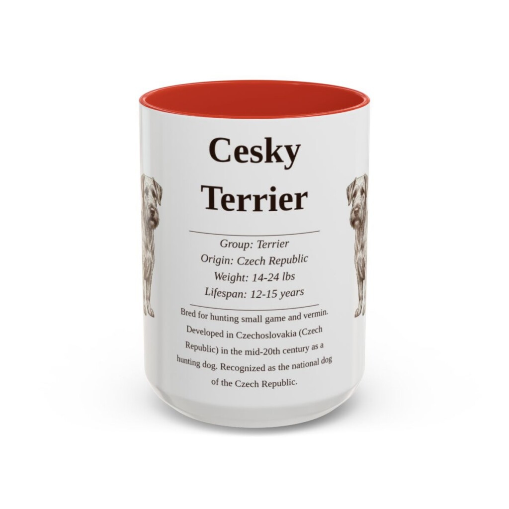 15oz Cesky Terrier Mug, Red, front view
