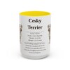 15oz Cesky Terrier Mug, Yellow, front view