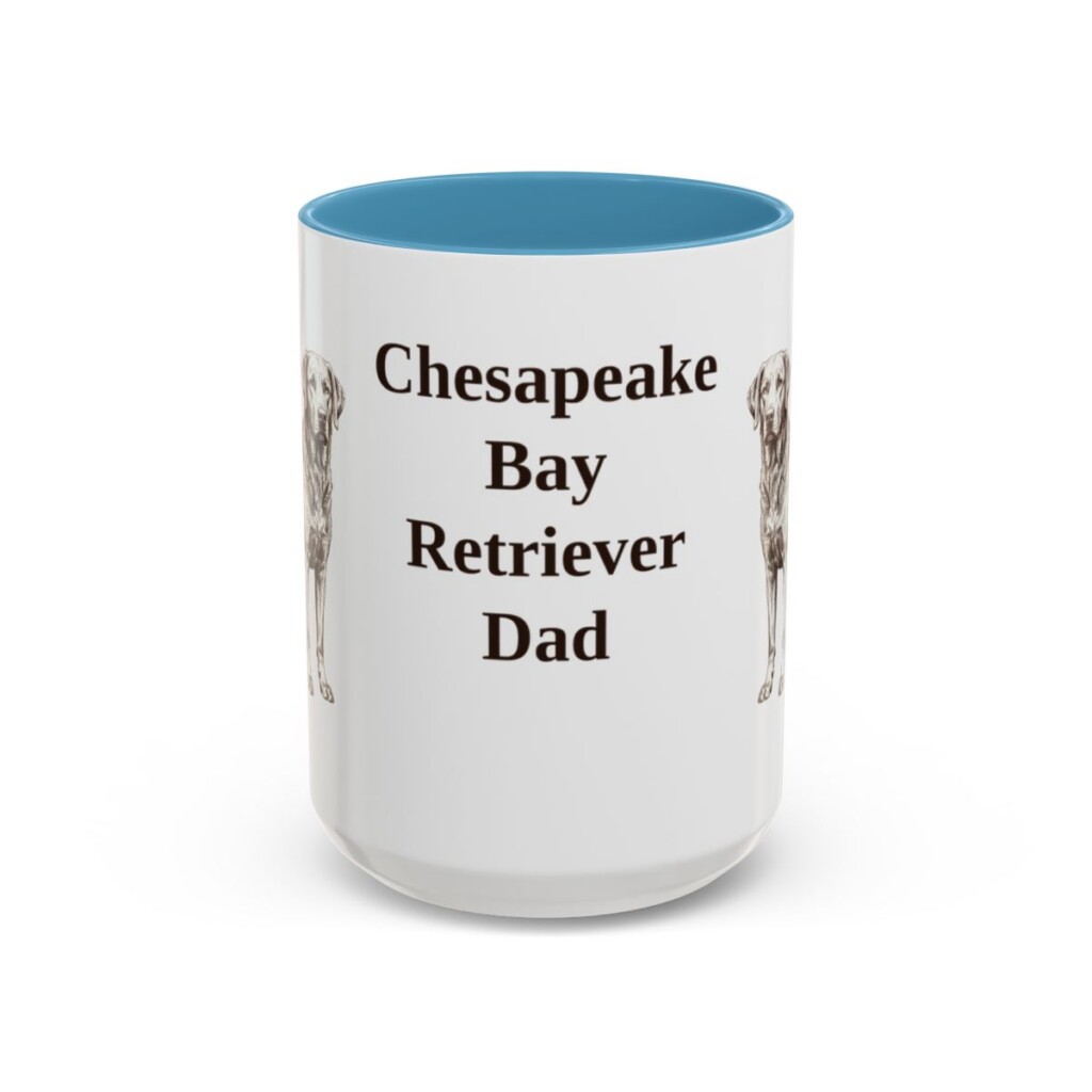 15oz-chesapeake-bay-retriever-mug-dad-light-blue 15oz Chesapeake Bay Retriever Dog Dad Mug, Light Blue, front view