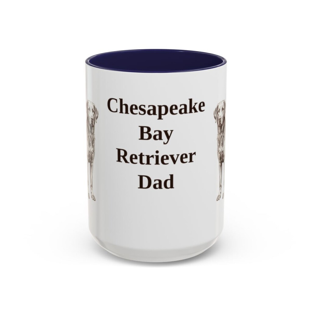 15oz-chesapeake-bay-retriever-mug-dad-navy 15oz Chesapeake Bay Retriever Dog Dad Mug, Navy, front view