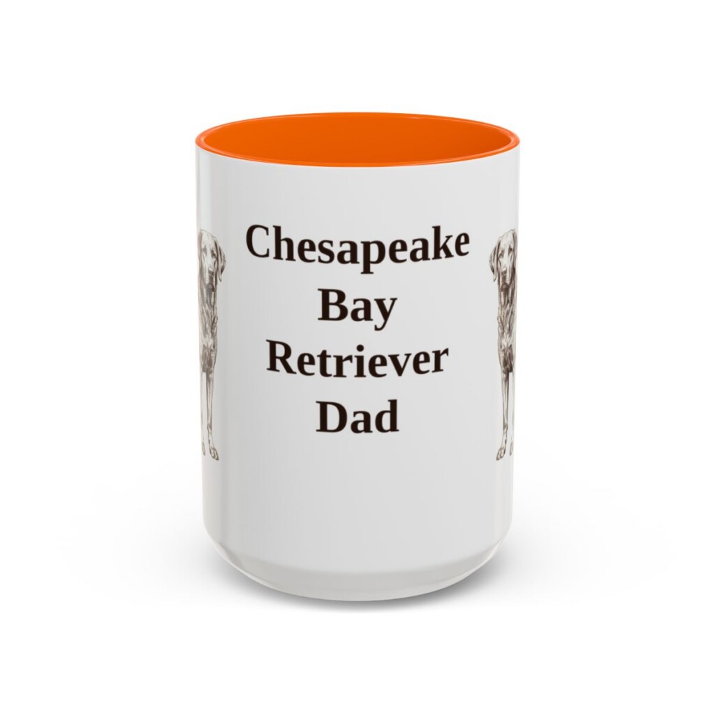 15oz-chesapeake-bay-retriever-mug-dad-orange 15oz Chesapeake Bay Retriever Dog Dad Mug, Orange, front view