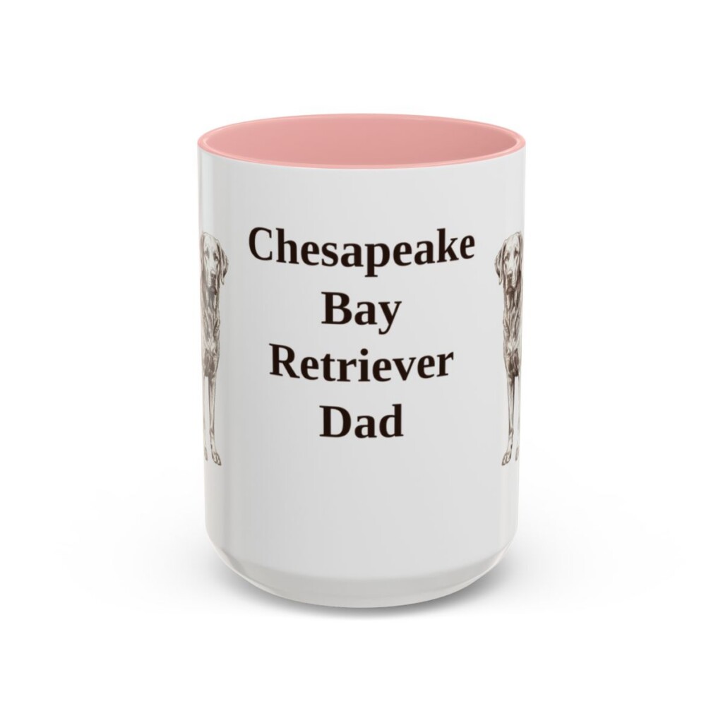 15oz-chesapeake-bay-retriever-mug-dad-pink 15oz Chesapeake Bay Retriever Dog Dad Mug, Pink, front view