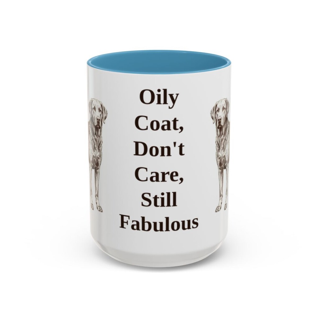 15oz Funny Chesapeake Bay Retriever Mug, Light Blue, front view