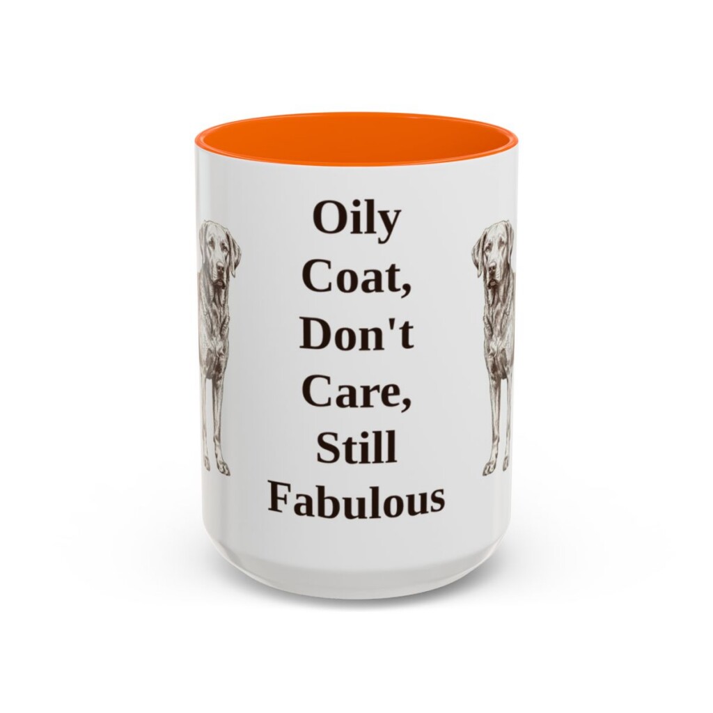 15oz Funny Chesapeake Bay Retriever Mug, Orange, front view