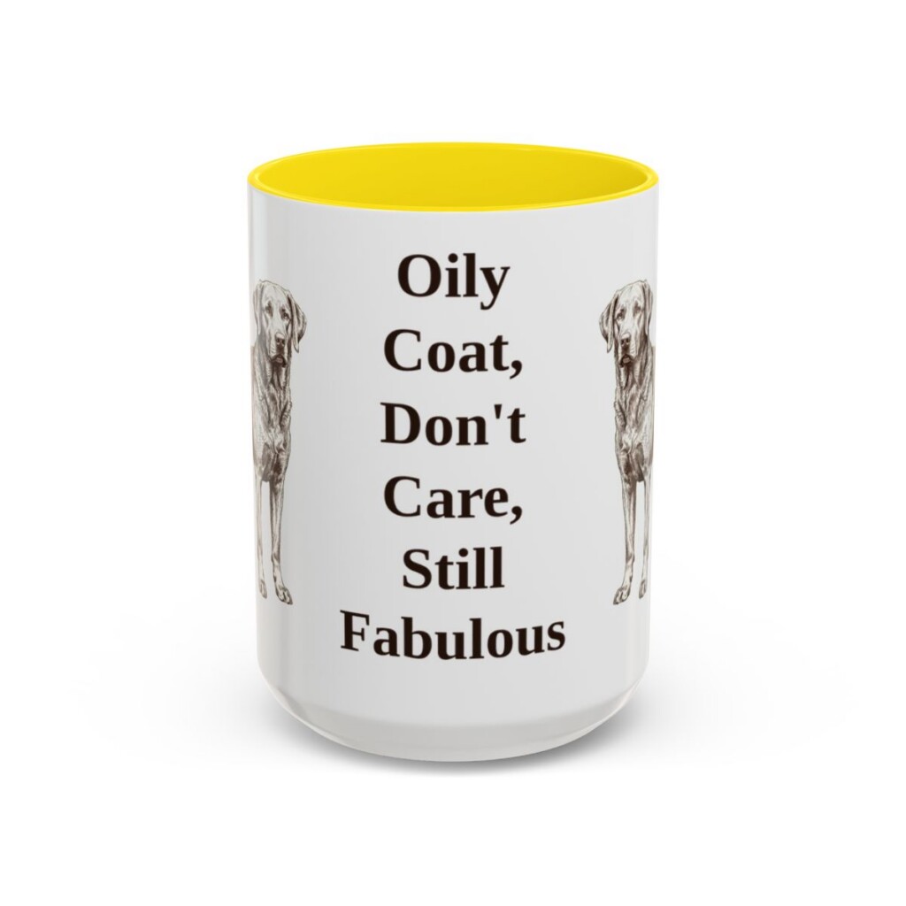 15oz Funny Chesapeake Bay Retriever Mug, Yellow, front view