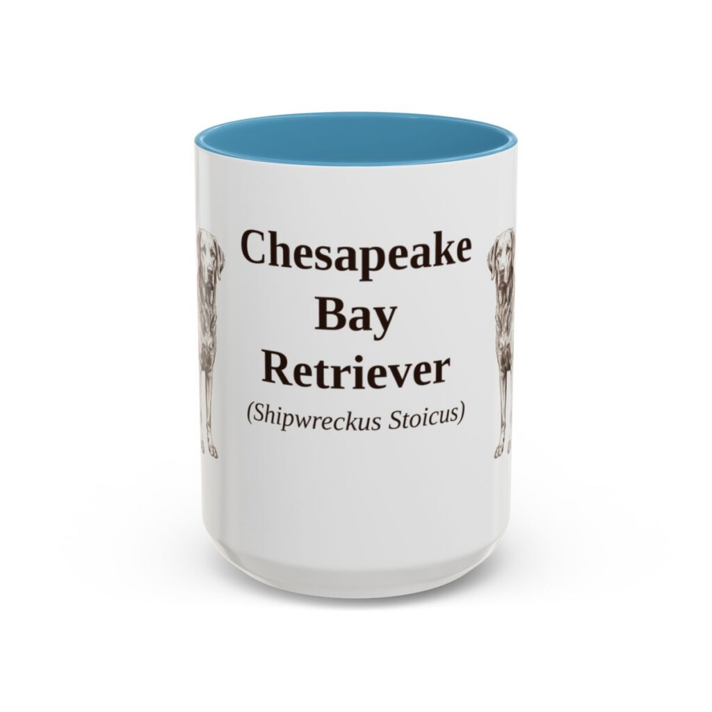 15oz-chesapeake-bay-retriever-mug-latin-light-blue 15oz Chesapeake Bay Retriever Latin Mug, Light Blue, front view