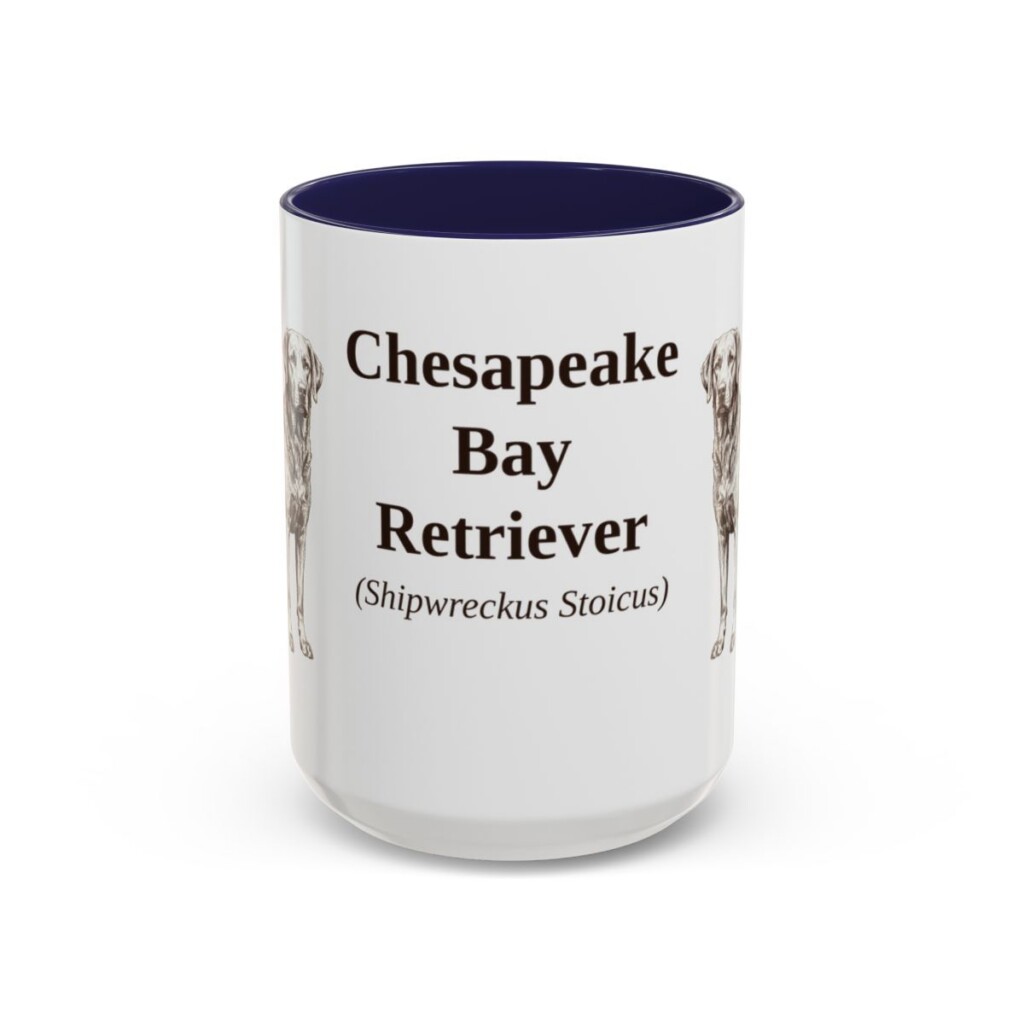 15oz-chesapeake-bay-retriever-mug-latin-navy 15oz Chesapeake Bay Retriever Latin Mug, Navy, front view
