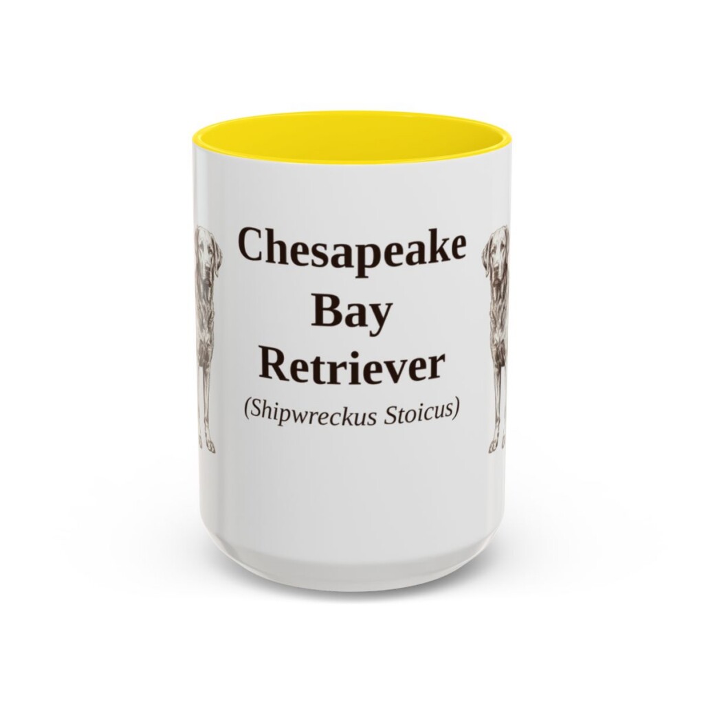 15oz-chesapeake-bay-retriever-mug-latin-yellow 15oz Chesapeake Bay Retriever Latin Mug, Yellow, front view