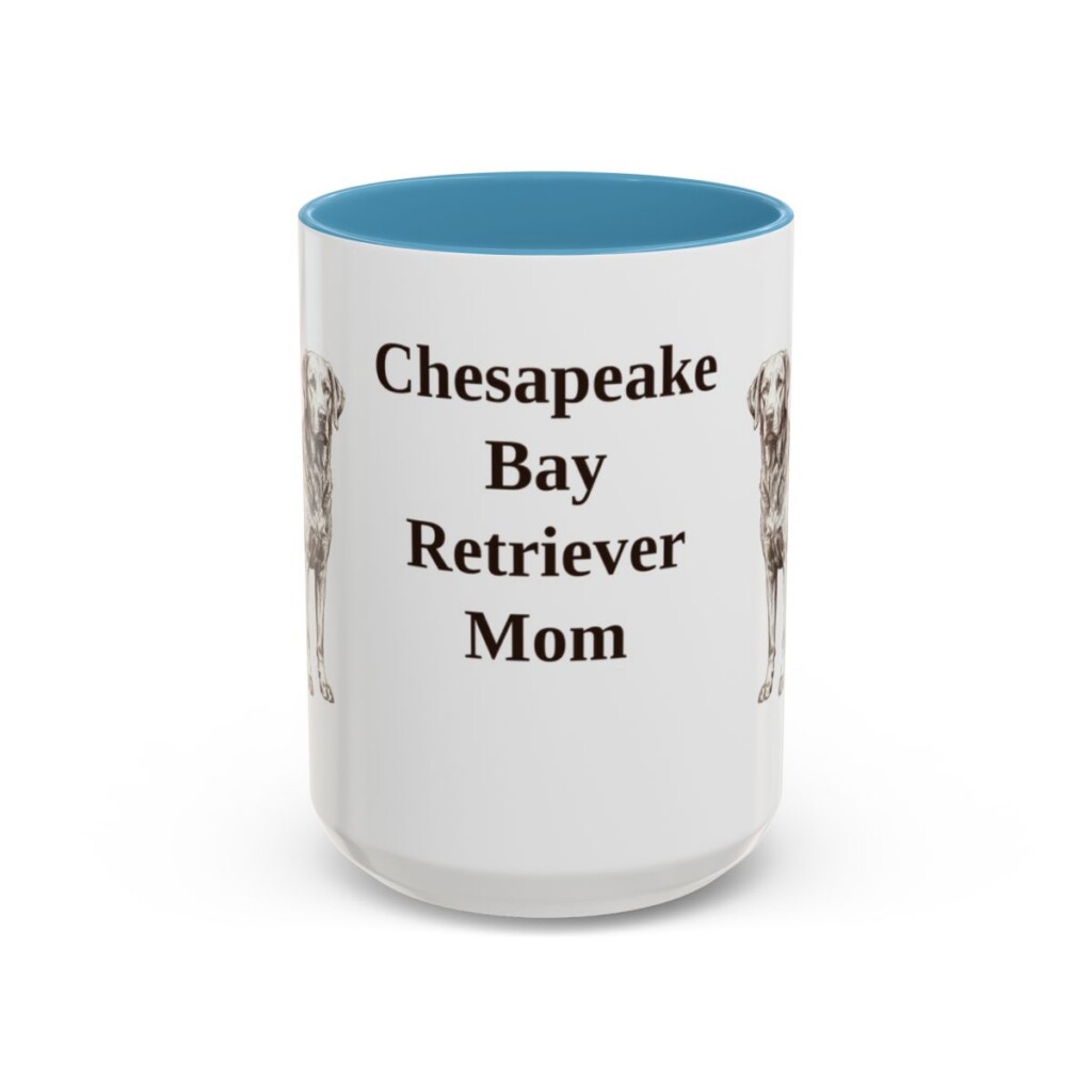 15oz Chesapeake Bay Retriever Dog Mom Mug, Light Blue, front view
