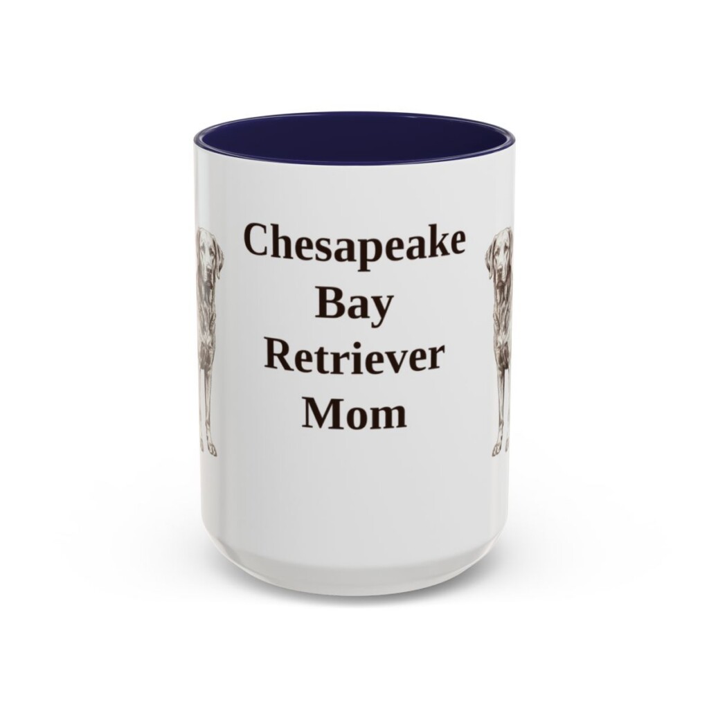 15oz Chesapeake Bay Retriever Dog Mom Mug, Navy, front view