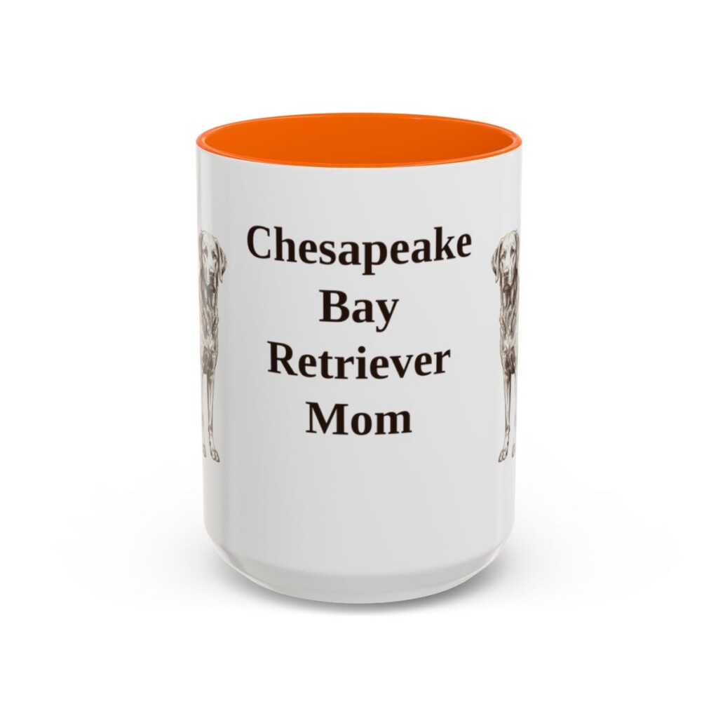 15oz Chesapeake Bay Retriever Dog Mom Mug, Orange, front view